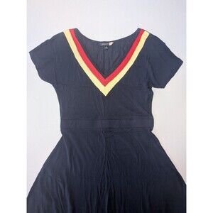 Modcloth Midi Dress Small Lively Dialogue Short Sleeve V-Neck Stretch Jersey